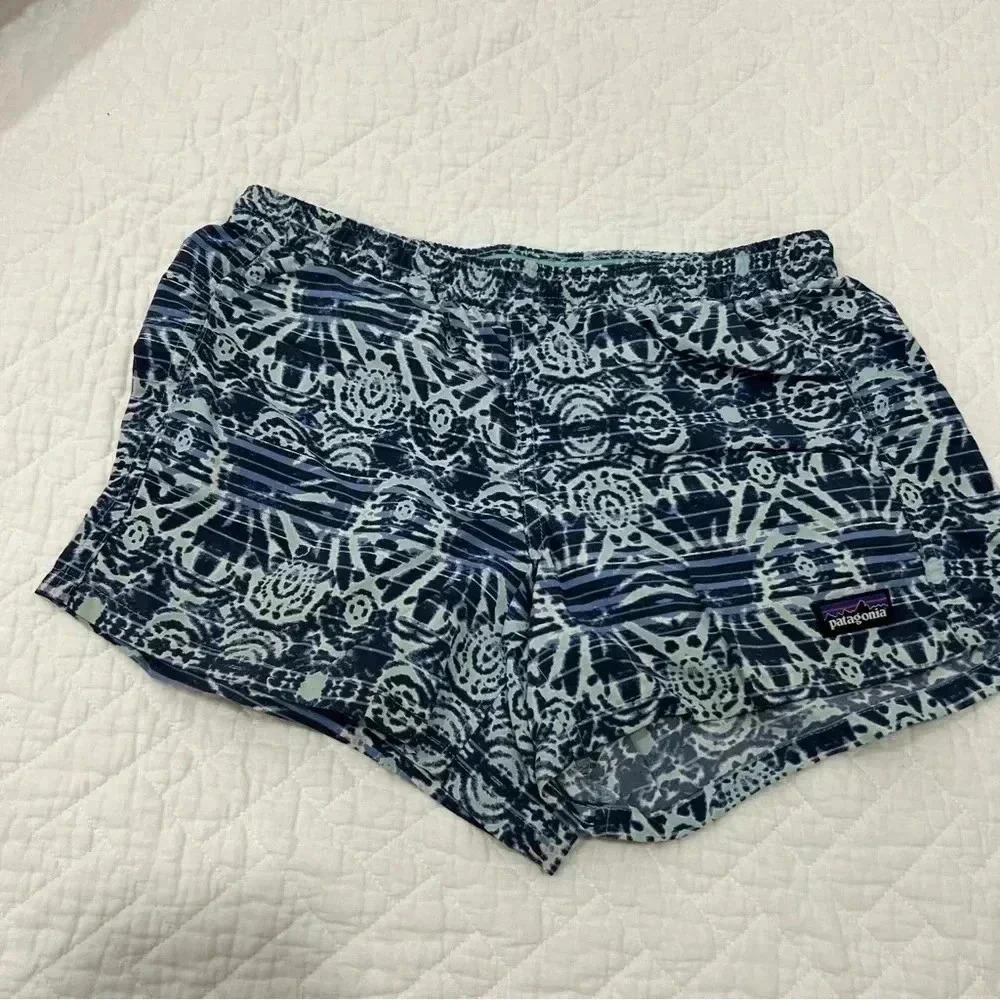 Patagonia Girls size L Costa Baggies Shorts, Blue, Turquoise, Swim Hike Athletic